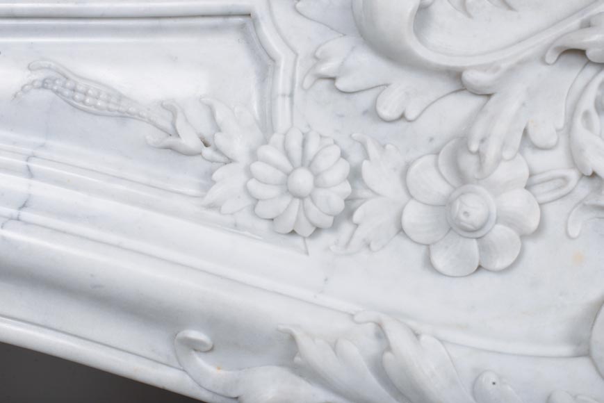 Louis XV style fireplace in Carrara marble Louis XV style fireplace in Carrara marble-4