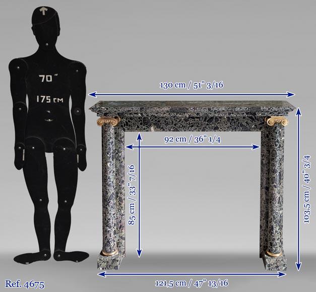 Directoire style mantel with columns in wood painted as a trompe l'oeil  of Antique Green marble Directoire style mantel with columns in wood painted as a trompe l'oeil  of Antique Green marble-10