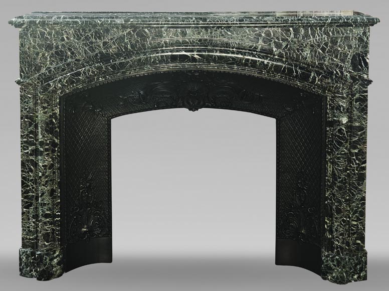 Important Louis XIV style fireplace in sea green marble Important Louis XIV style fireplace in sea green marble-0