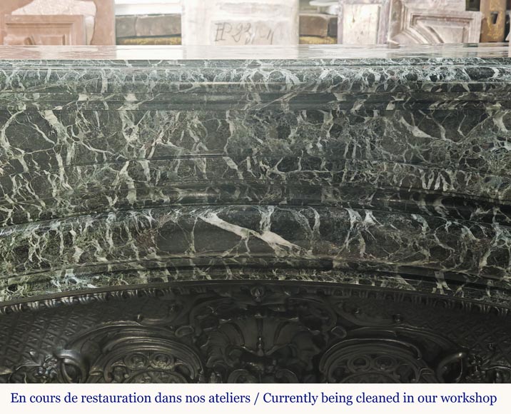 Important Louis XIV style fireplace in sea green marble Important Louis XIV style fireplace in sea green marble-1