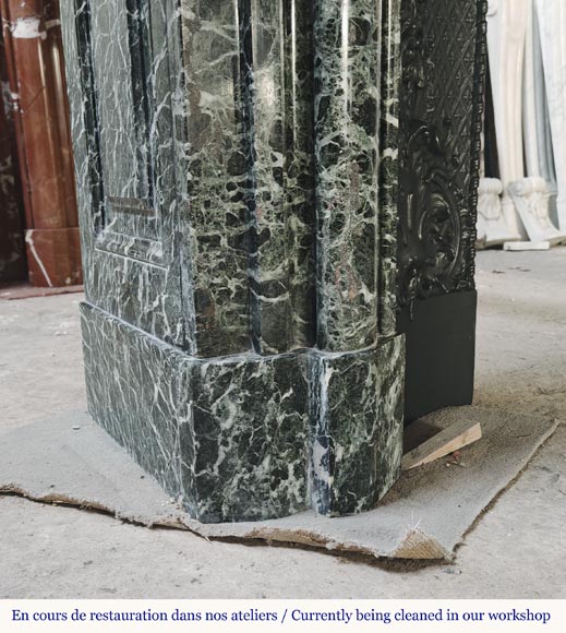 Important Louis XIV style fireplace in sea green marble Important Louis XIV style fireplace in sea green marble-4