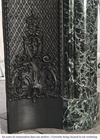 Important Louis XIV style fireplace in sea green marble Important Louis XIV style fireplace in sea green marble-10