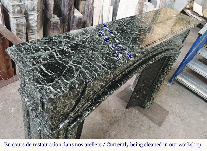 Important Louis XIV style fireplace in sea green marble Important Louis XIV style fireplace in sea green marble-11