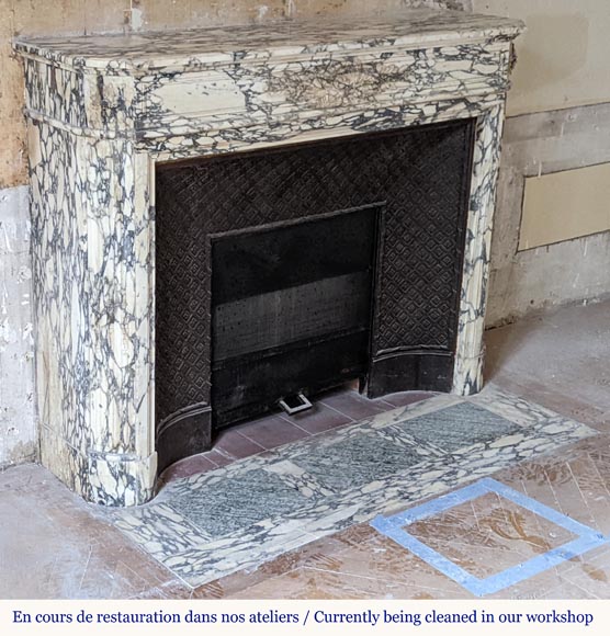 Louis XVI style mantel in Violet Breccia with a laurel crown Louis XVI style mantel in Violet Breccia with a laurel crown-4