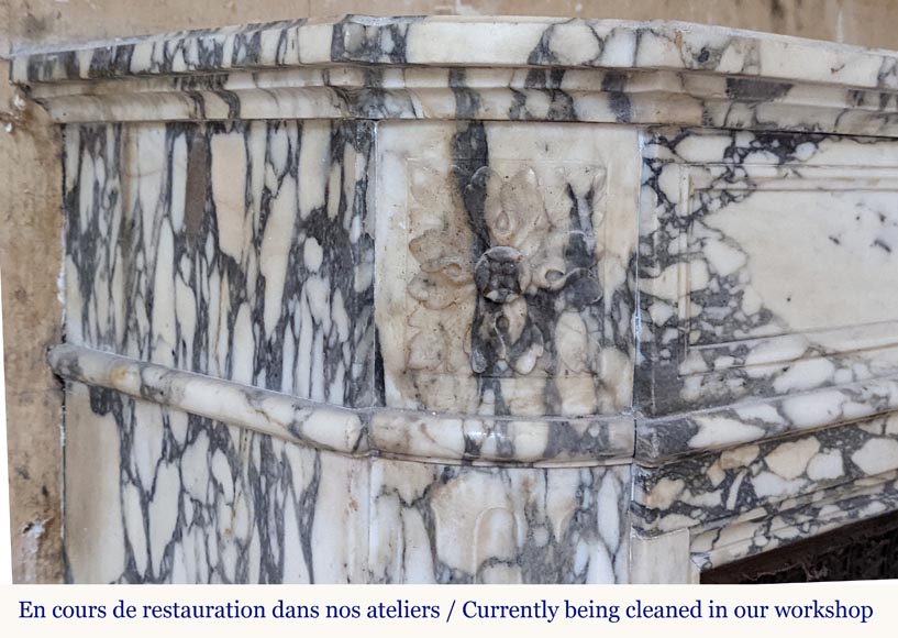 Louis XVI style mantel in Violet Breccia with a laurel crown Louis XVI style mantel in Violet Breccia with a laurel crown-5