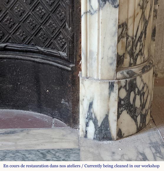 Louis XVI style mantel in Violet Breccia with a laurel crown Louis XVI style mantel in Violet Breccia with a laurel crown-9