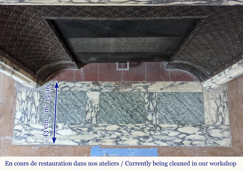 Louis XVI style mantel in Violet Breccia with a laurel crown Louis XVI style mantel in Violet Breccia with a laurel crown-10