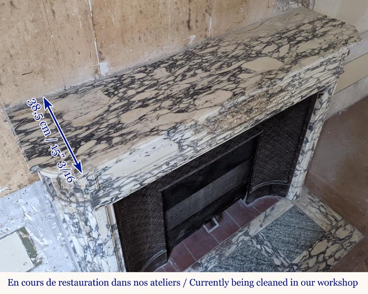 Louis XVI style mantel in Violet Breccia with a laurel crown Louis XVI style mantel in Violet Breccia with a laurel crown-11