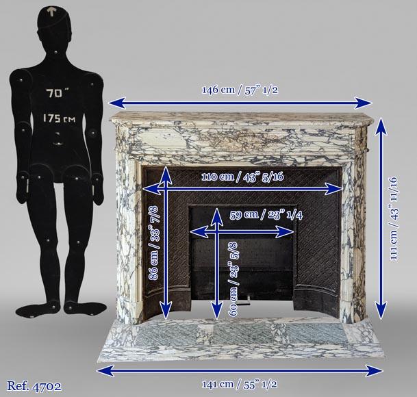 Louis XVI style mantel in Violet Breccia with a laurel crown Louis XVI style mantel in Violet Breccia with a laurel crown-12
