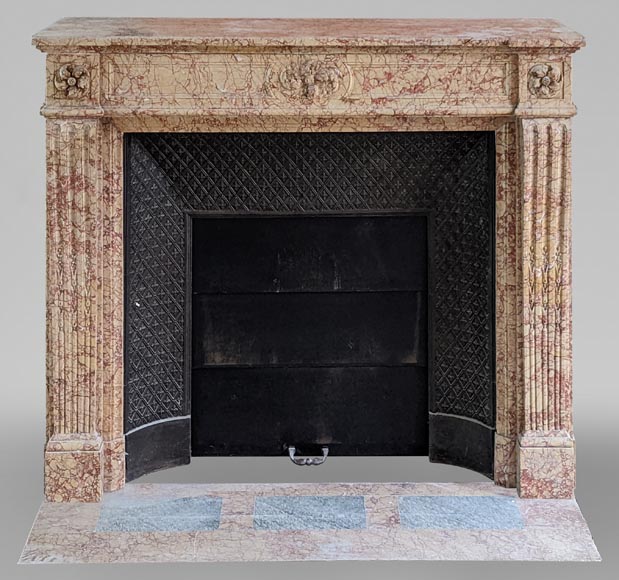 Louis XVI style mantel with roses in Breccia Nuvolata marble Louis XVI style mantel with roses in Breccia Nuvolata marble-0