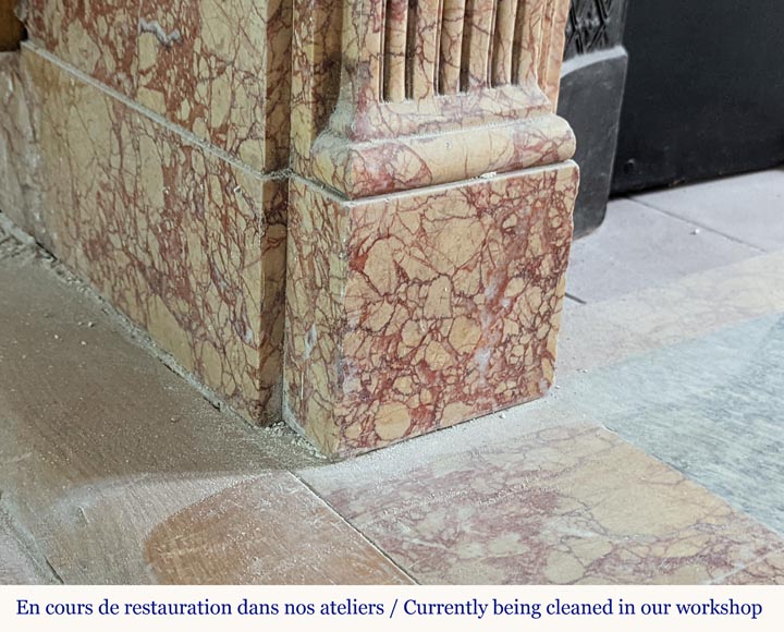 Louis XVI style mantel with roses in Breccia Nuvolata marble Louis XVI style mantel with roses in Breccia Nuvolata marble-4