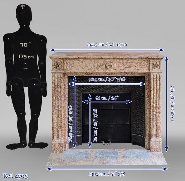 Louis XVI style mantel with roses in Breccia Nuvolata marble Louis XVI style mantel with roses in Breccia Nuvolata marble-11