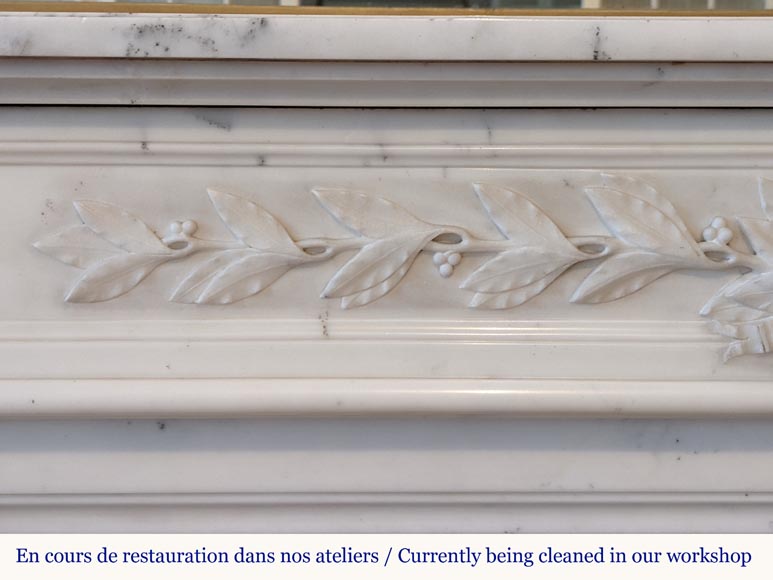 Louis XVI style fireplace with half columns and laurel crown Louis XVI style fireplace with half columns and laurel crown-3