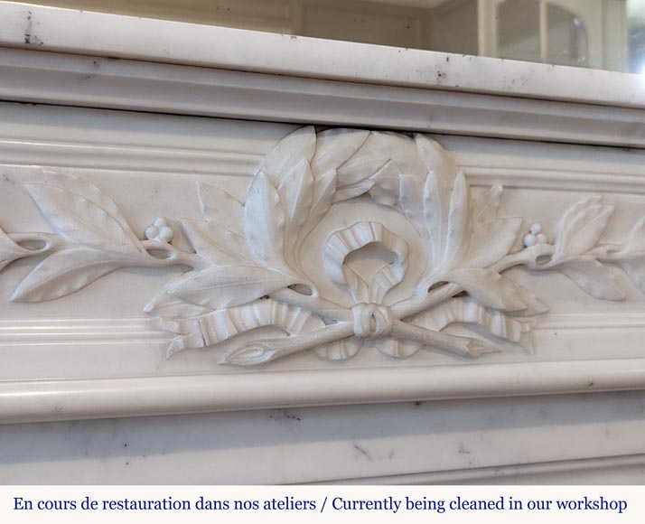 Louis XVI style fireplace with half columns and laurel crown Louis XVI style fireplace with half columns and laurel crown-4