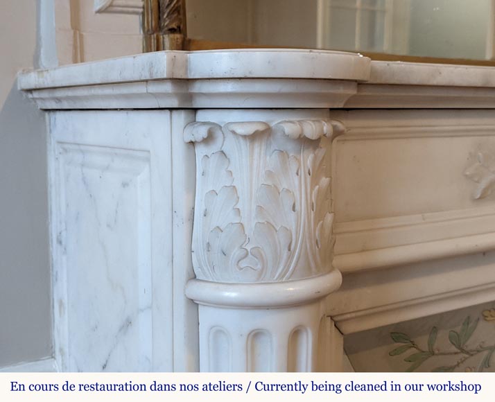 Louis XVI style fireplace with half columns and laurel crown Louis XVI style fireplace with half columns and laurel crown-6