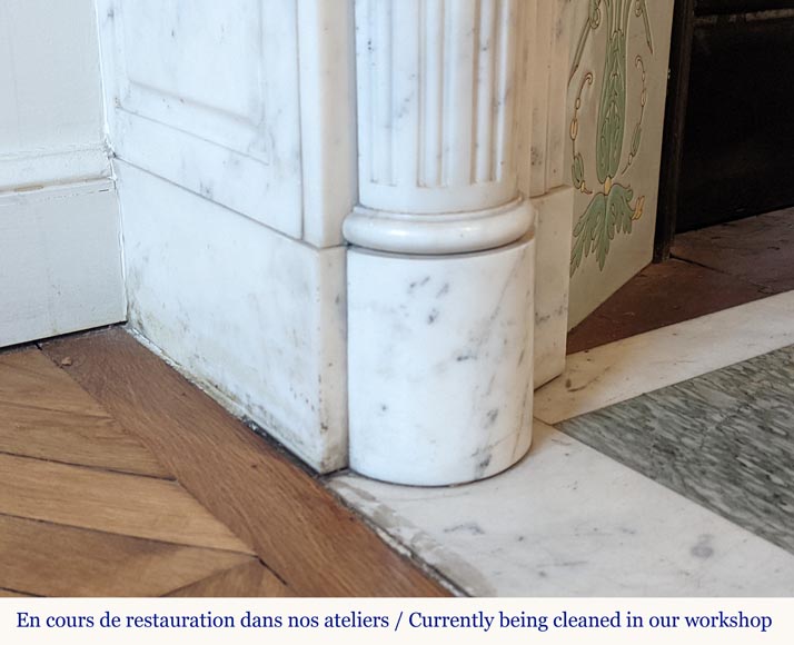 Louis XVI style fireplace with half columns and laurel crown Louis XVI style fireplace with half columns and laurel crown-7