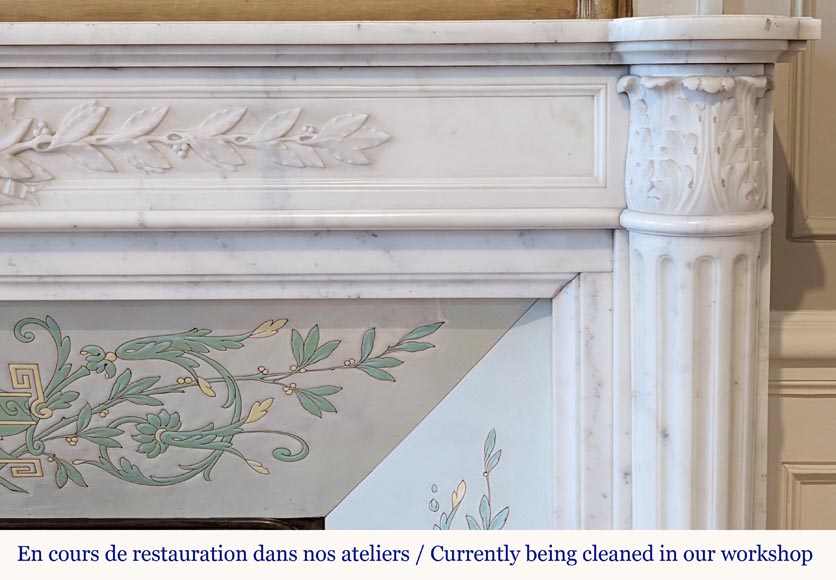 Louis XVI style fireplace with half columns and laurel crown Louis XVI style fireplace with half columns and laurel crown-9