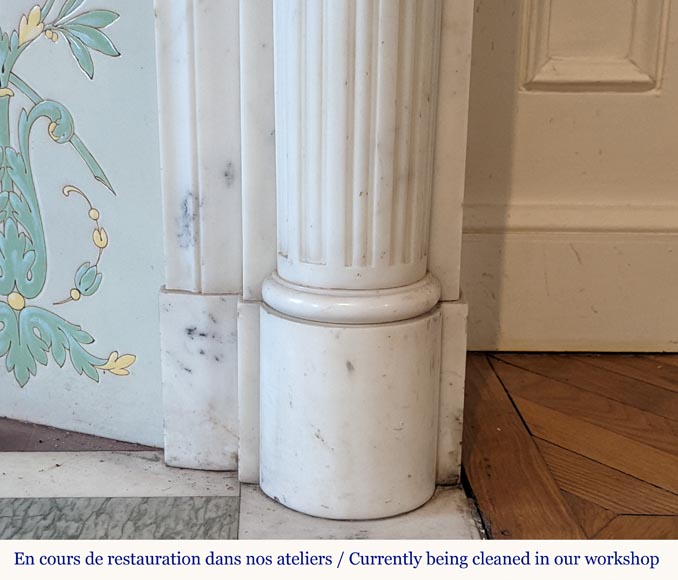 Louis XVI style fireplace with half columns and laurel crown Louis XVI style fireplace with half columns and laurel crown-10