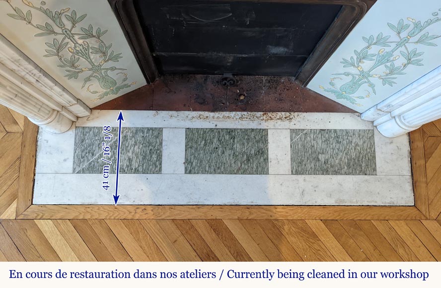 Louis XVI style fireplace with half columns and laurel crown Louis XVI style fireplace with half columns and laurel crown-12