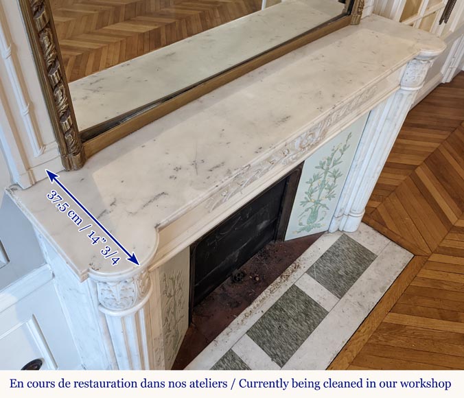 Louis XVI style fireplace with half columns and laurel crown Louis XVI style fireplace with half columns and laurel crown-13