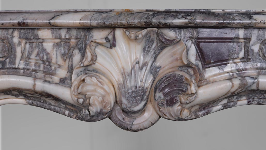 Small Louis XV period mantel in Violet Breccia marble Small Louis XV period mantel in Violet Breccia marble-1