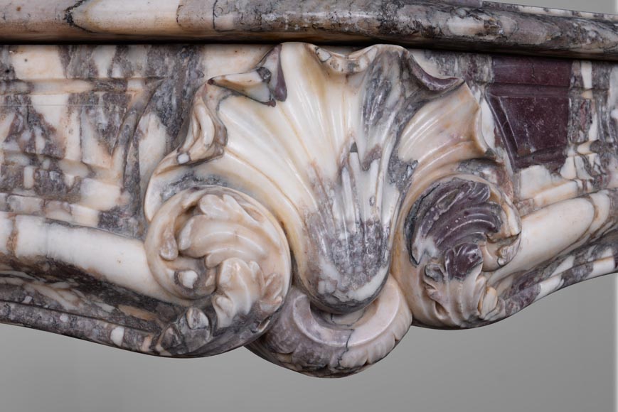 Small Louis XV period mantel in Violet Breccia marble Small Louis XV period mantel in Violet Breccia marble-2