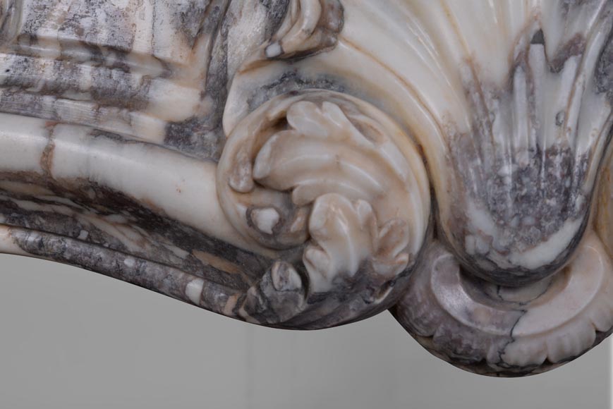 Small Louis XV period mantel in Violet Breccia marble Small Louis XV period mantel in Violet Breccia marble-3