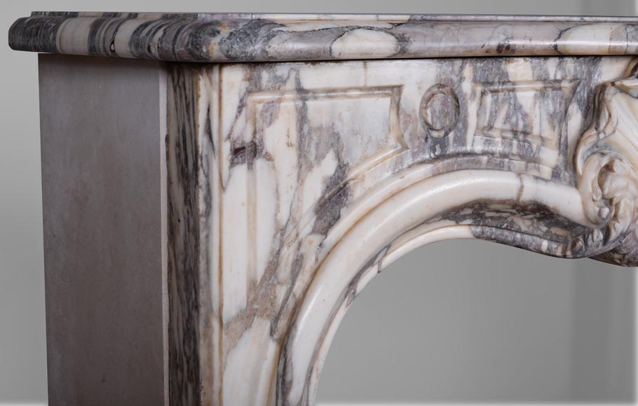 Small Louis XV period mantel in Violet Breccia marble Small Louis XV period mantel in Violet Breccia marble-5
