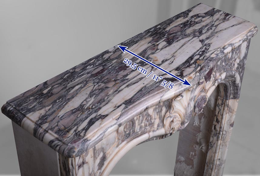 Small Louis XV period mantel in Violet Breccia marble Small Louis XV period mantel in Violet Breccia marble-9