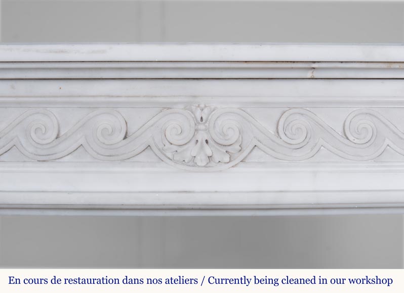 Louis XVI style Carrara marble mantel with a Greek frieze Louis XVI style Carrara marble mantel with a Greek frieze-1