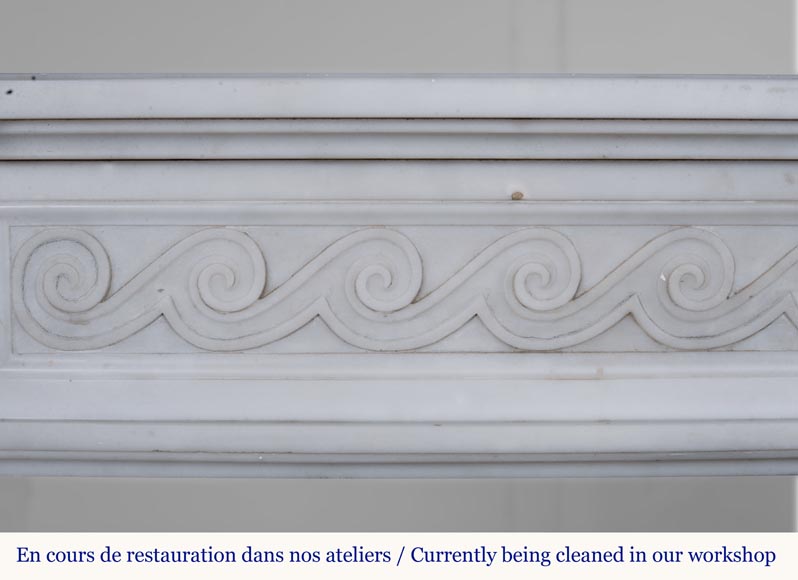 Louis XVI style Carrara marble mantel with a Greek frieze Louis XVI style Carrara marble mantel with a Greek frieze-2