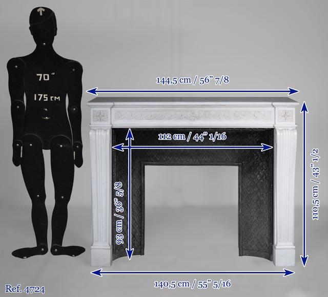 Louis XVI style Carrara marble mantel with a Greek frieze Louis XVI style Carrara marble mantel with a Greek frieze-11
