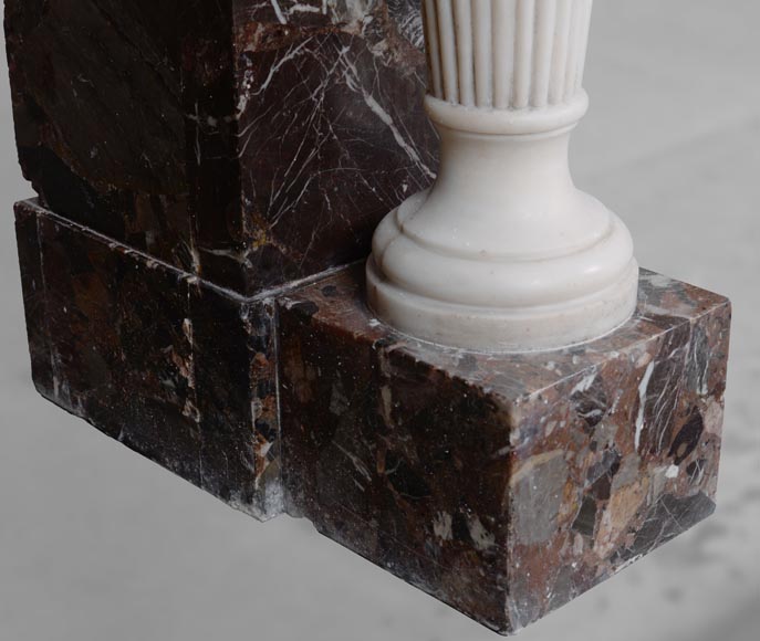 Neo Louis XVI style fireplace in imperator and statuary marble Neo Louis XVI style fireplace in imperator and statuary marble-5