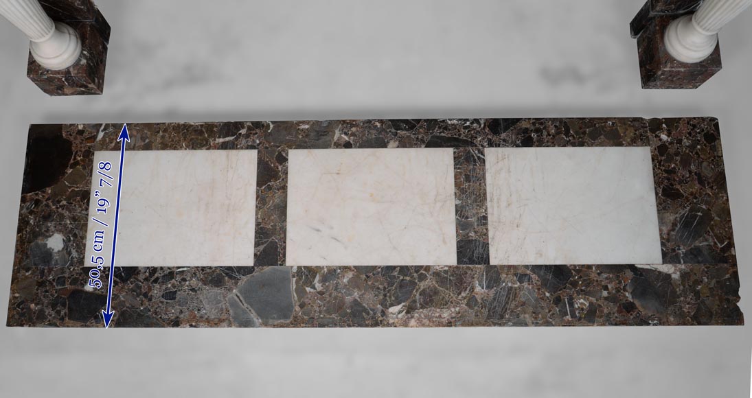 Neo Louis XVI style fireplace in imperator and statuary marble Neo Louis XVI style fireplace in imperator and statuary marble-9