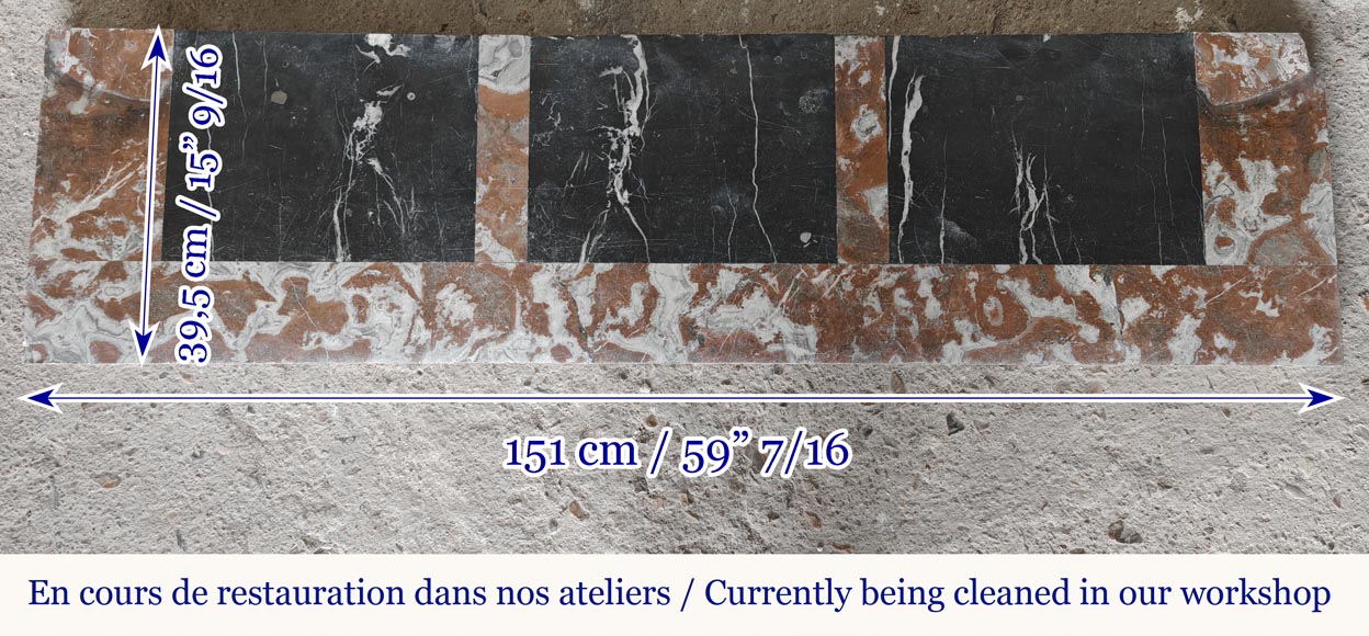 Slightly curved Louis XVI style fireplace, in Northern Red marble Slightly curved Louis XVI style fireplace, in Northern Red marble-10