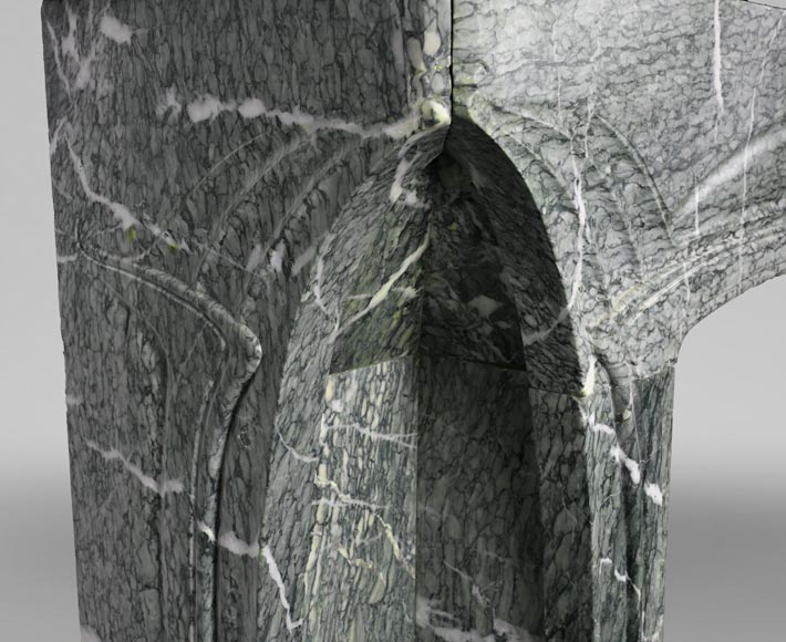 Tony SELMERSHEIM, Art Nouveau Mantelpiece in Green Campan Marble, 1910 Tony SELMERSHEIM, Art Nouveau Mantelpiece in Green Campan Marble, 1910-6