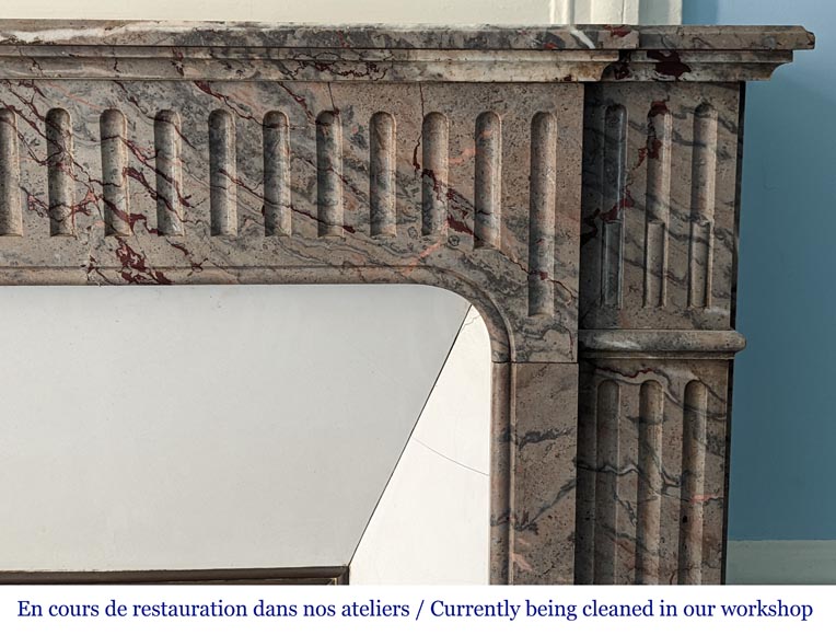 Small Napoleon III style mantel with flutes in Sarrancolin marble Small Napoleon III style mantel with flutes in Sarrancolin marble-6