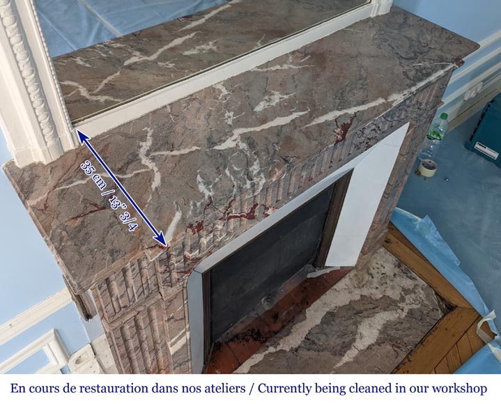 Small Napoleon III style mantel with flutes in Sarrancolin marble Small Napoleon III style mantel with flutes in Sarrancolin marble-9