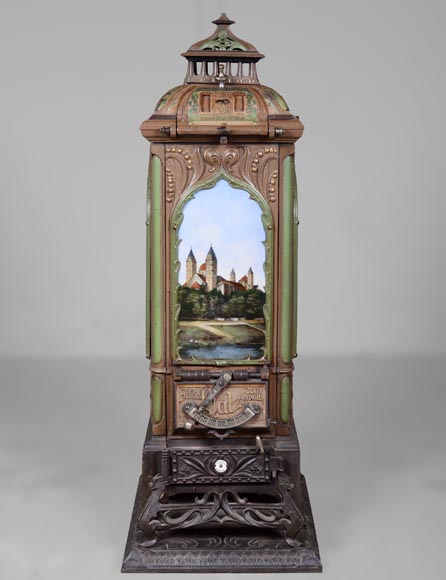 Musgrave & Co mannheim - Enameled cast iron stove adorned with views of important buildings in the Palatinate, Germany, circa 1900 Musgrave & Co mannheim - Enameled cast iron stove adorned with views of important buildings in the Palatinate, Germany, circa 1900-0