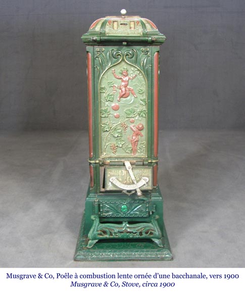 Musgrave & Co mannheim - Enameled cast iron stove adorned with views of important buildings in the Palatinate, Germany, circa 1900 Musgrave & Co mannheim - Enameled cast iron stove adorned with views of important buildings in the Palatinate, Germany, circa 1900-2