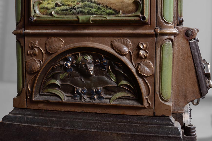 Musgrave & Co mannheim - Enameled cast iron stove adorned with views of important buildings in the Palatinate, Germany, circa 1900-13
