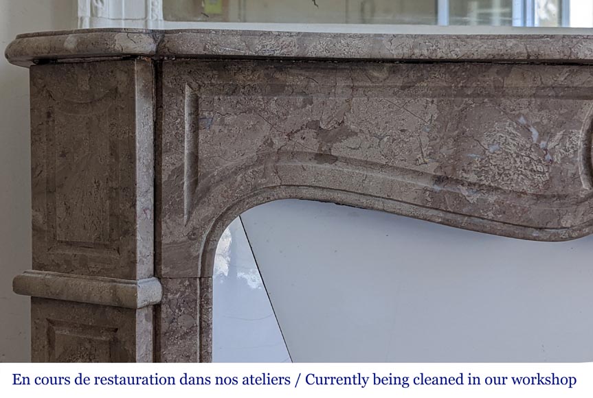 An antique Louis XV style fireplace, Pompadour model, in Lunel marble An antique Louis XV style fireplace, Pompadour model, in Lunel marble-3