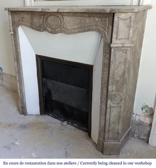 An antique Louis XV style fireplace, Pompadour model, in Lunel marble An antique Louis XV style fireplace, Pompadour model, in Lunel marble-5