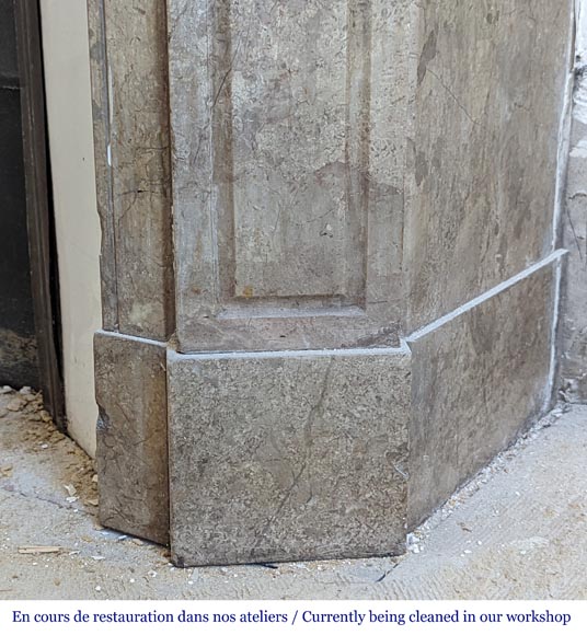 An antique Louis XV style fireplace, Pompadour model, in Lunel marble An antique Louis XV style fireplace, Pompadour model, in Lunel marble-7