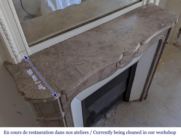 An antique Louis XV style fireplace, Pompadour model, in Lunel marble An antique Louis XV style fireplace, Pompadour model, in Lunel marble-8