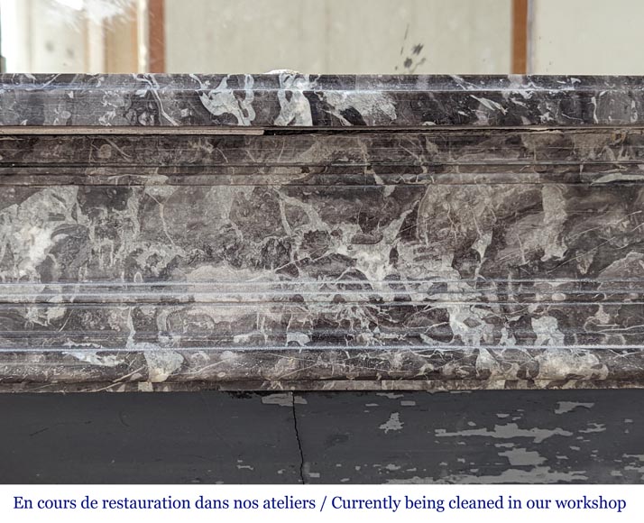 Louis XVI period fireplace in gray Ardennes marble Louis XVI period fireplace in gray Ardennes marble-1
