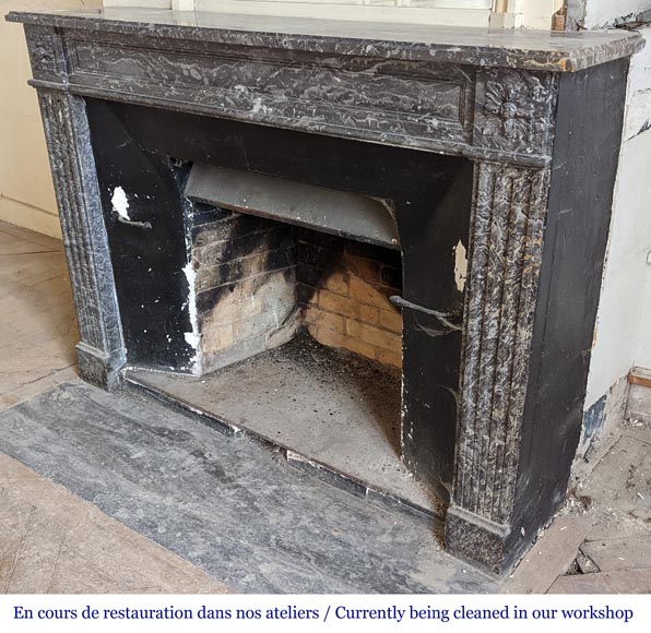 Louis XVI period fireplace in Grey Sainte Anne marble Louis XVI period fireplace in Grey Sainte Anne marble-5