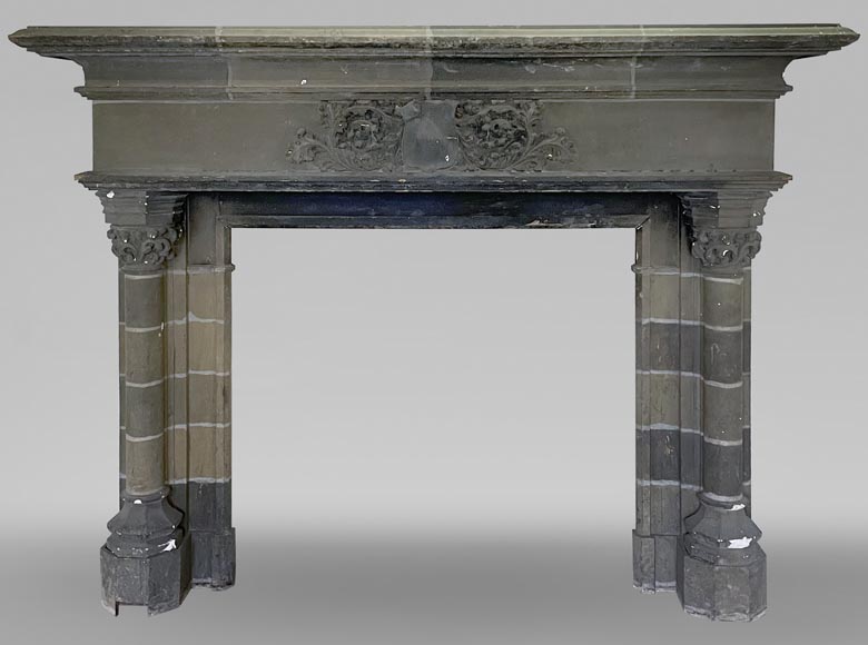 Antique Neo-gothic style wood and cardboard fireplace Antique Neo-gothic style wood and cardboard fireplace-0