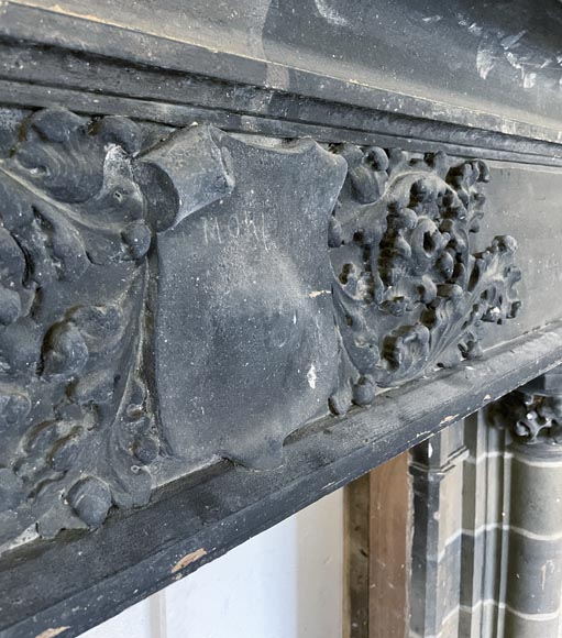 Antique Neo-gothic style wood and cardboard fireplace Antique Neo-gothic style wood and cardboard fireplace-2