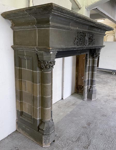 Antique Neo-gothic style wood and cardboard fireplace Antique Neo-gothic style wood and cardboard fireplace-3